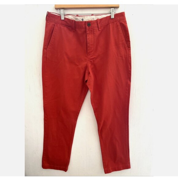 J CREW Vintage Orange/Red Broken in Chino Pants Straight Leg 38648 Size 34/32 - Picture 1 of 4